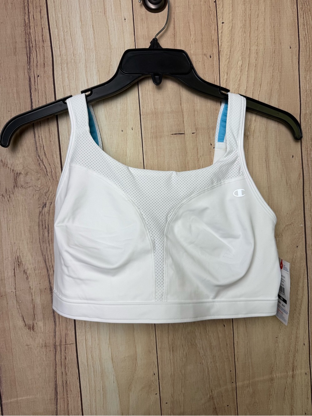 Champion White & Light Blue High-Impact Sports Bra